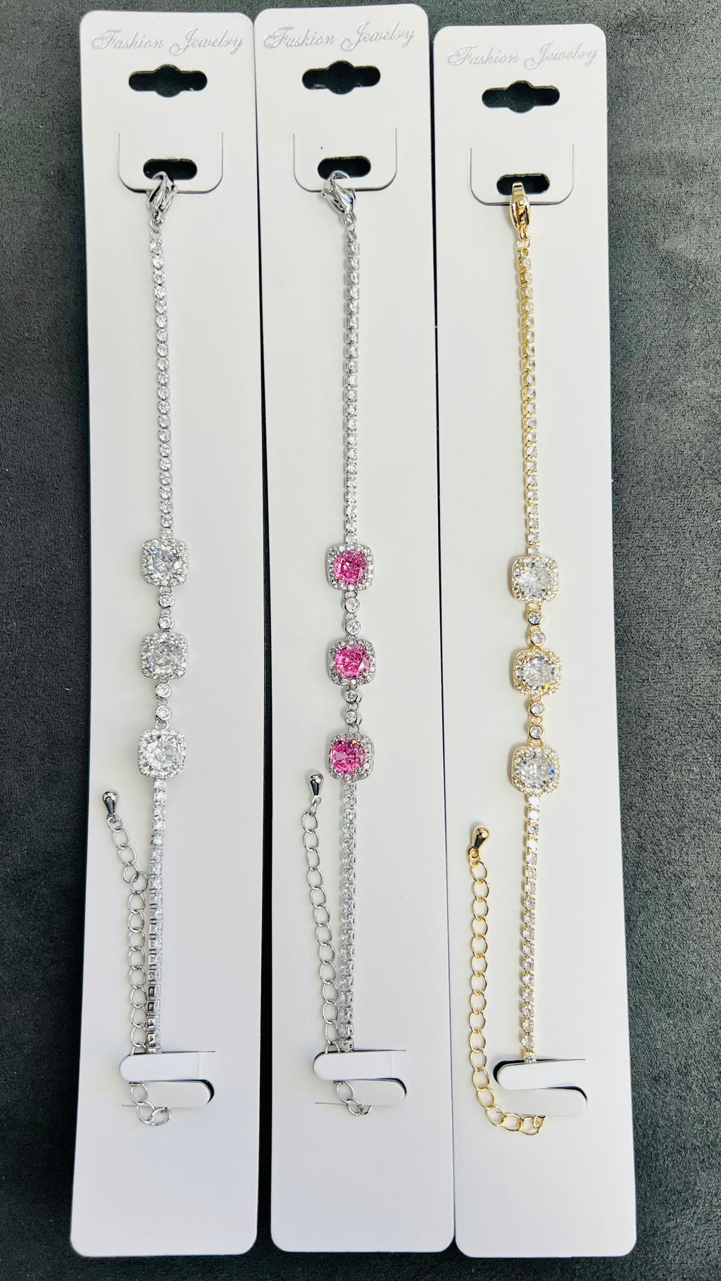 C.Z Crystal Tennis Bracelets-Adjustable Chain
