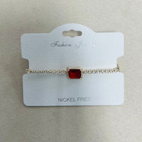 C.Z Rhodium Plated Crystal adjustable Bracelet