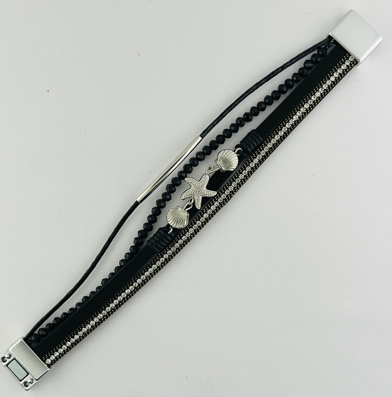 "starfish shell" leather magnetic bracelet