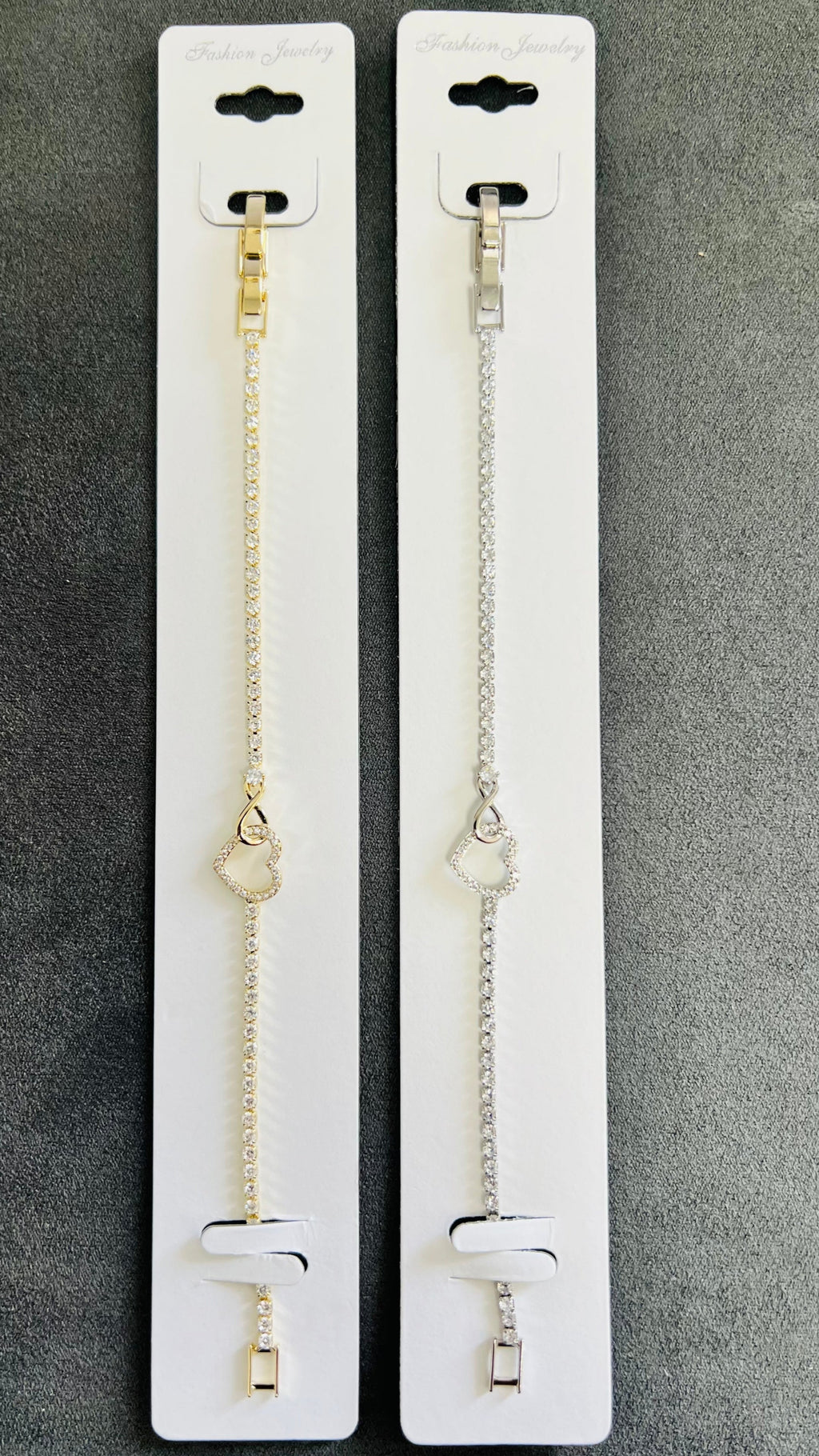 Dainty Heart Charm Tennis Bracelet – Adjustable Crystal Chain