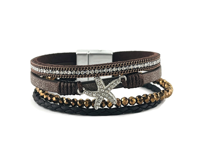 "Starfish" Leather magnetic bracelet