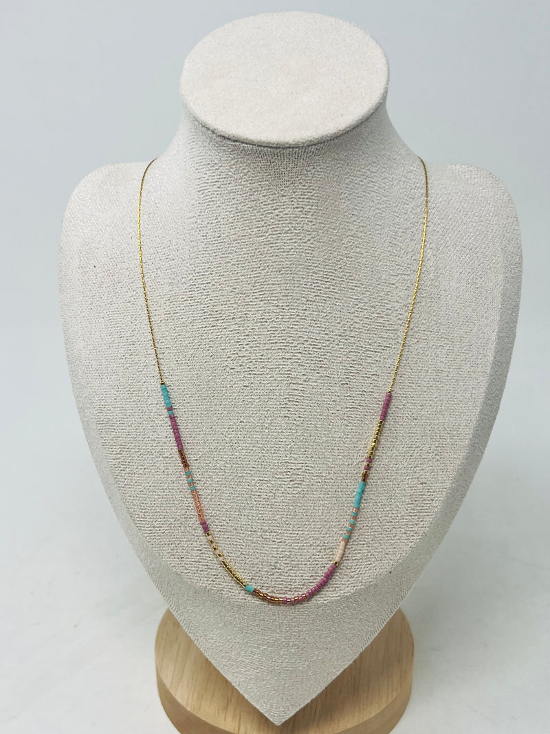 Elegant semi-precious stone necklace with Miyuki beads（Multi）