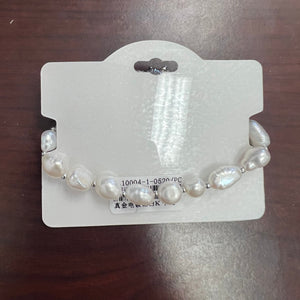 "Shell and starfish" Freshwater Pearl C.Z Crystal Adjustable Bracelet