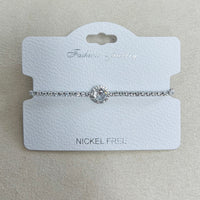 C.Z Rhodium Plated Crystal adjustable Bracelet