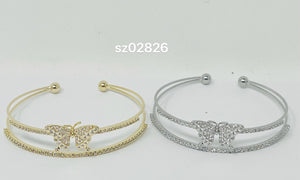 "Butterfly" C.Z Rhodium Plated Cuff bracelet