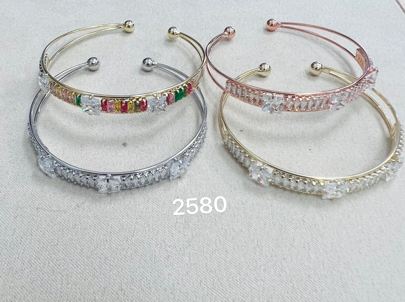 C.Z Rhodium Plated Cuff bracelet