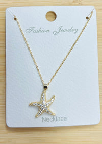 "Starfish" C.Z Crystal adjustable chain necklace