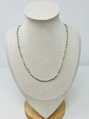 Elegant semi-precious stone necklace with Miyuki beads(turquoise and aqua blue mixed)