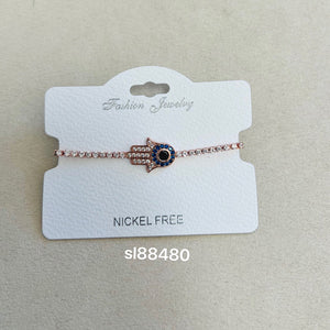 C.Z Rhodium Plated Crystal adjustable Bracelet