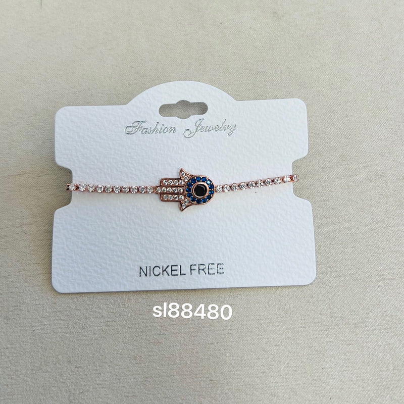 C.Z Rhodium Plated Crystal adjustable Bracelet