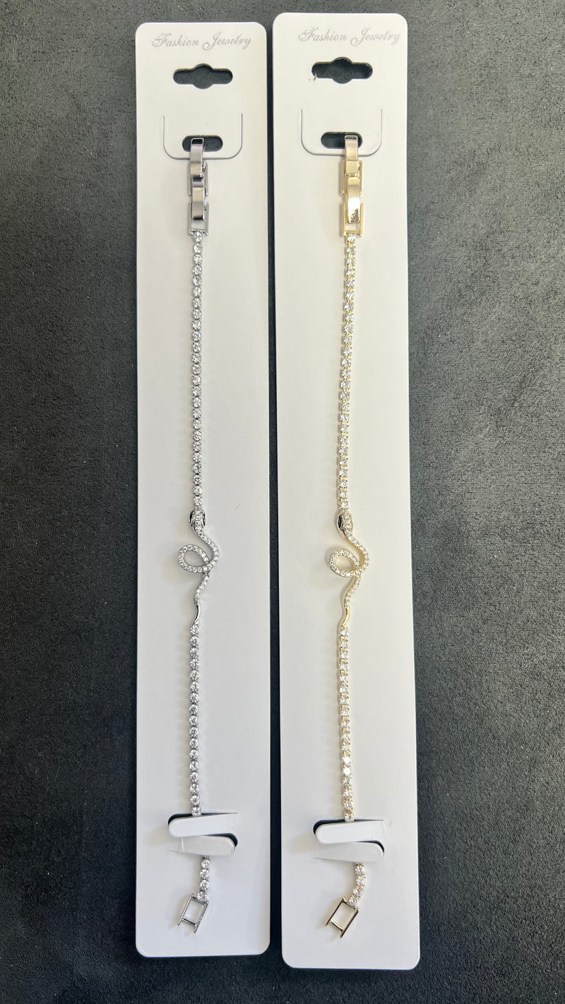 Sparkle Snake C.Z Crystal Tennis Bracelets-Adjustable Chain
