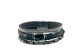 Leather magnetic bracelet