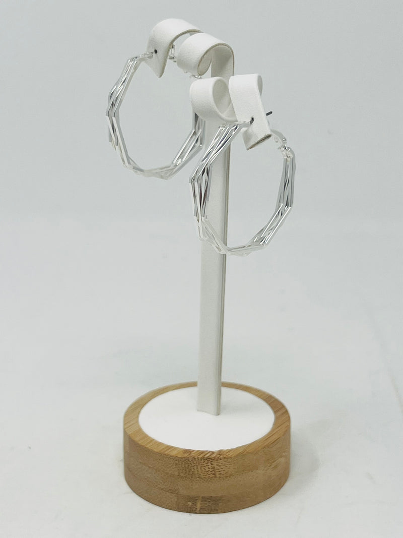 Silver-Tone Geometric Hoop Earrings