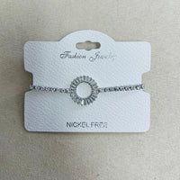 C.Z Rhodium Plated Crystal adjustable Bracelet