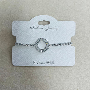 C.Z Rhodium Plated Crystal adjustable Bracelet