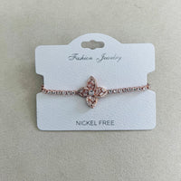 C.Z Rhodium Plated Crystal adjustable Bracelet
