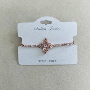 C.Z Rhodium Plated Crystal adjustable Bracelet