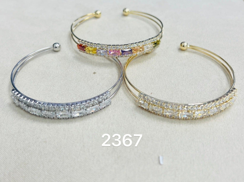 C.Z Rhodium Plated Cuff bracelet