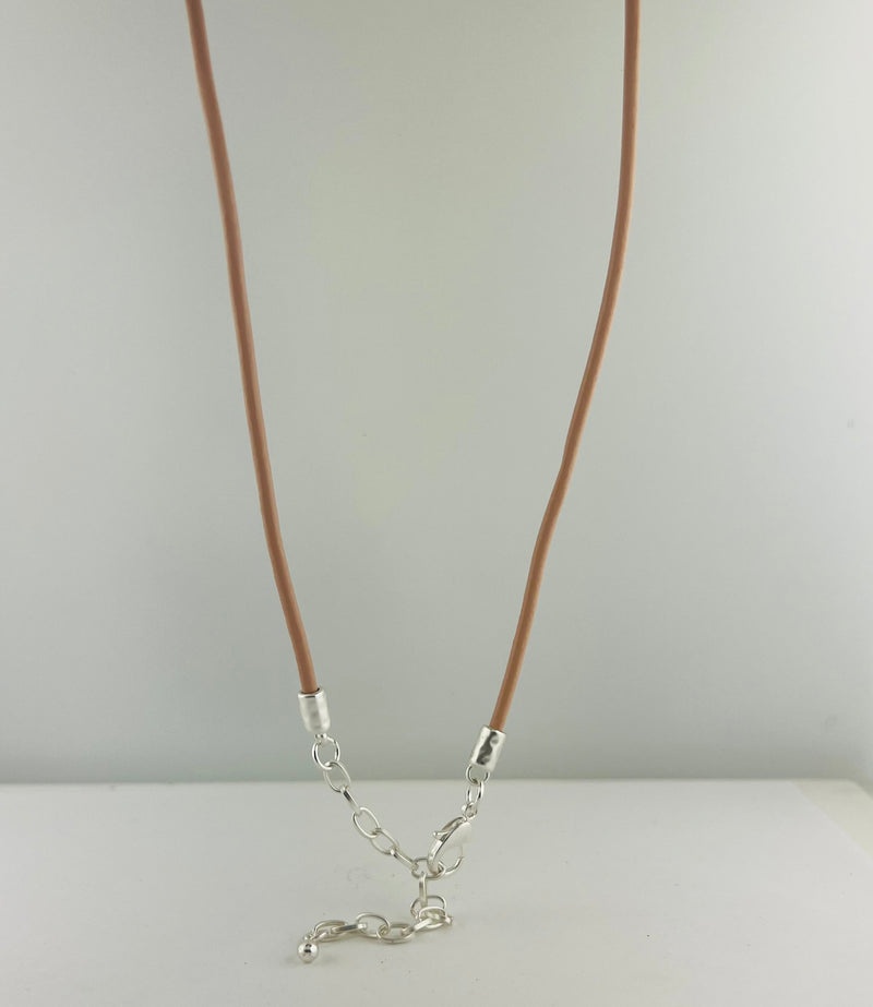 Long Chain Necklace with Leather rope chain
