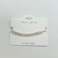 C.Z Rhodium Plated Crystal adjustable Bracelet
