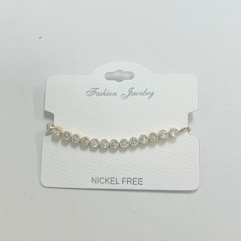 C.Z Rhodium Plated Crystal adjustable Bracelet