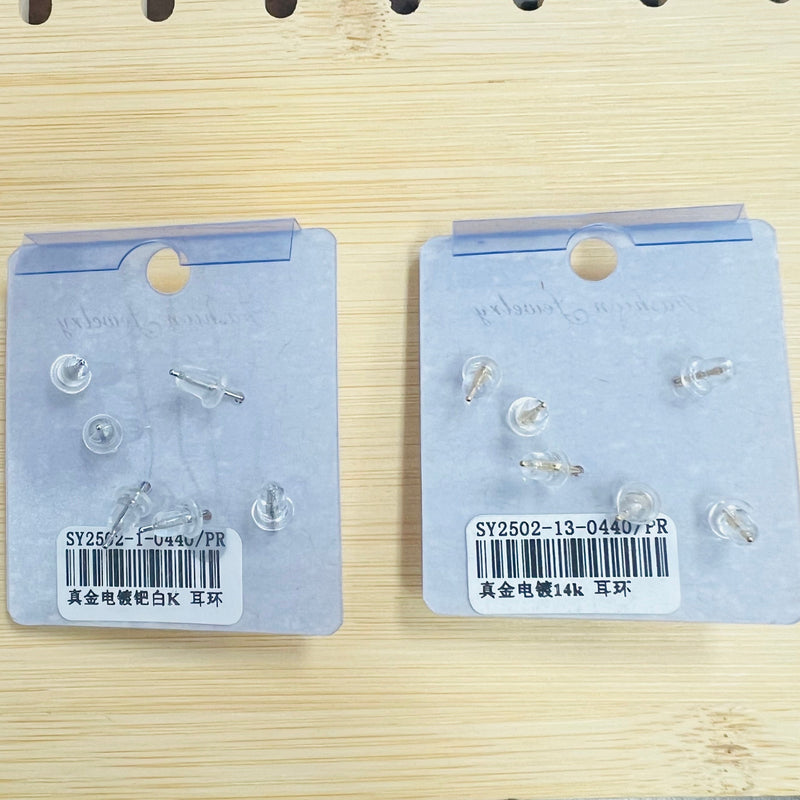 C.Z Rhodium Plated Crystal Earring Sets(3 sets)