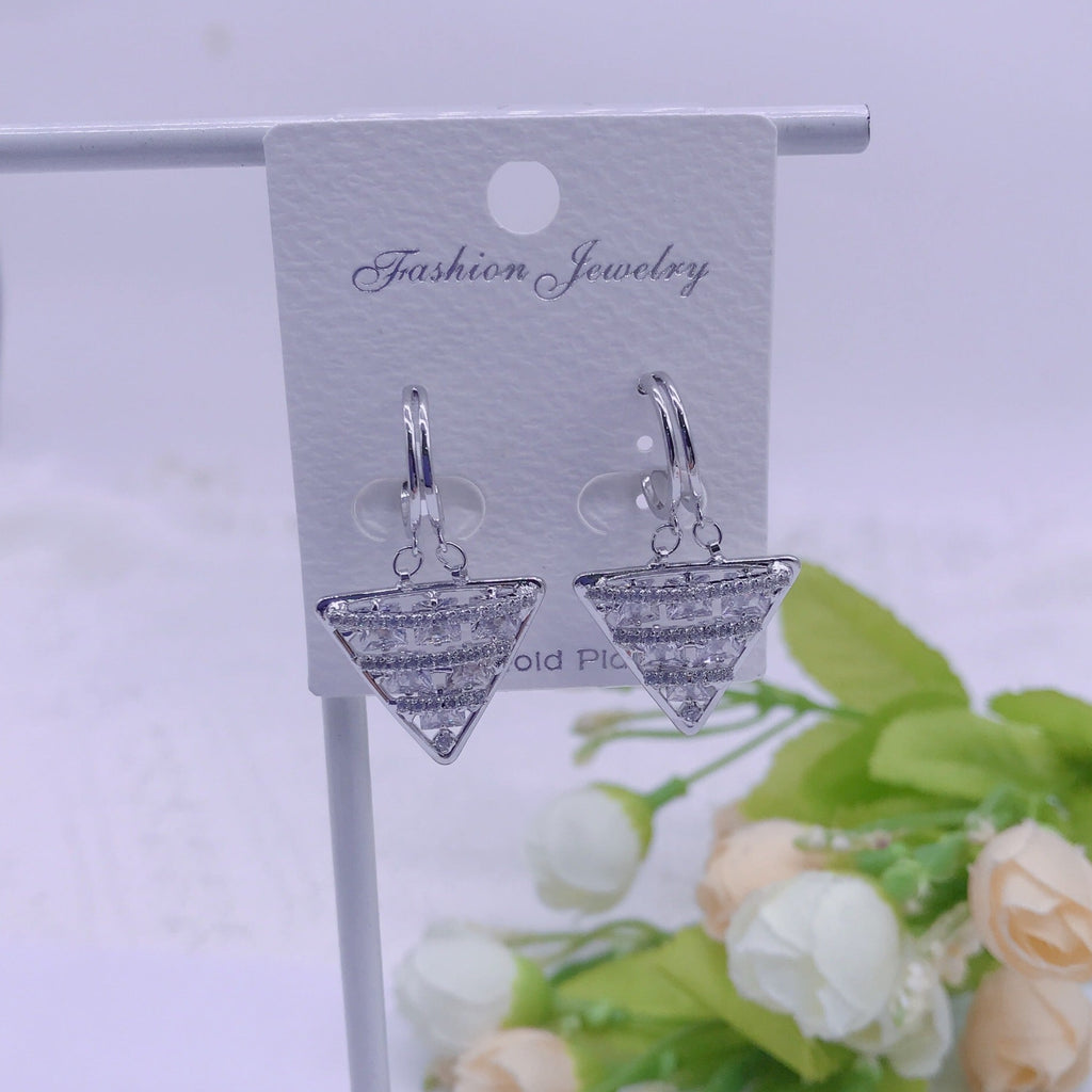 C.Z Rhodium Plated Crystal Earring