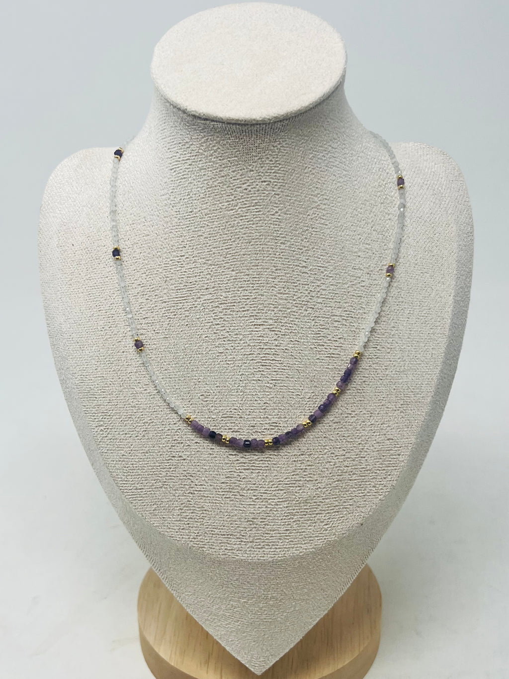 Semi-precious stone with Miyuki beads necklace(purple)