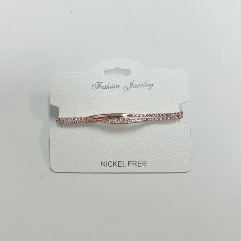 C.Z Rhodium Plated Crystal adjustable Bracelet