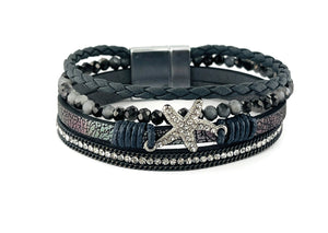 "Starfish" Leather magnetic bracelet
