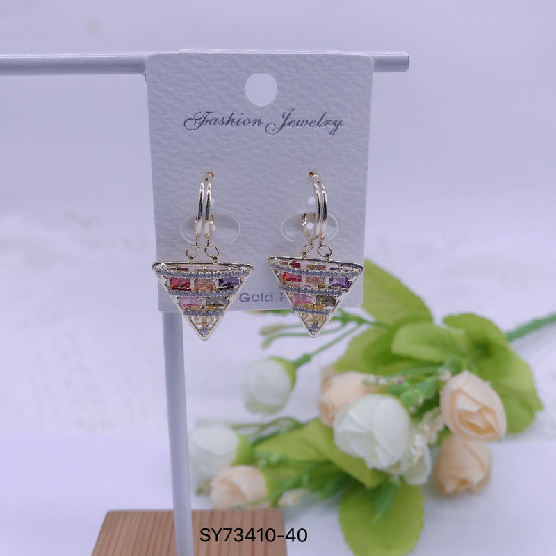 C.Z Rhodium Plated Crystal Earring