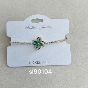 "Spin" C.Z Rhodium Plated Crystal adjustable Bracelet