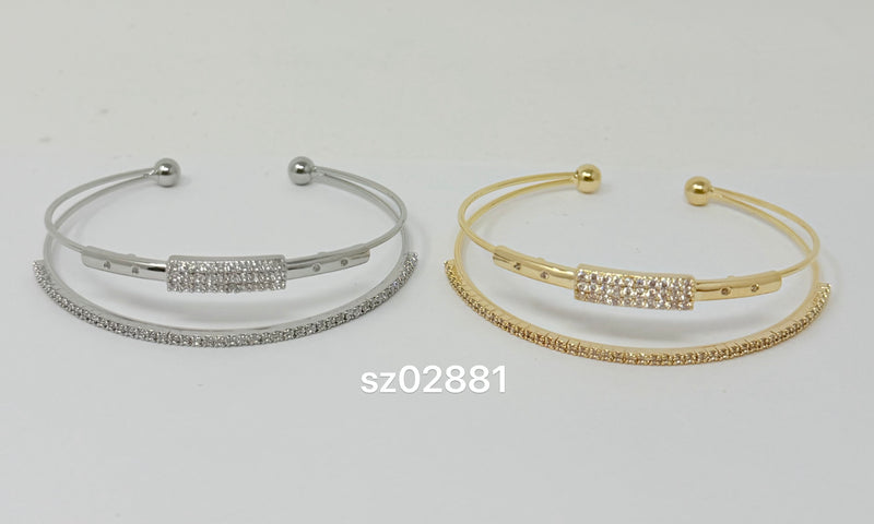 C.Z Rhodium Plated Cuff bracelet