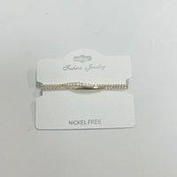 C.Z Rhodium Plated Crystal adjustable Bracelet