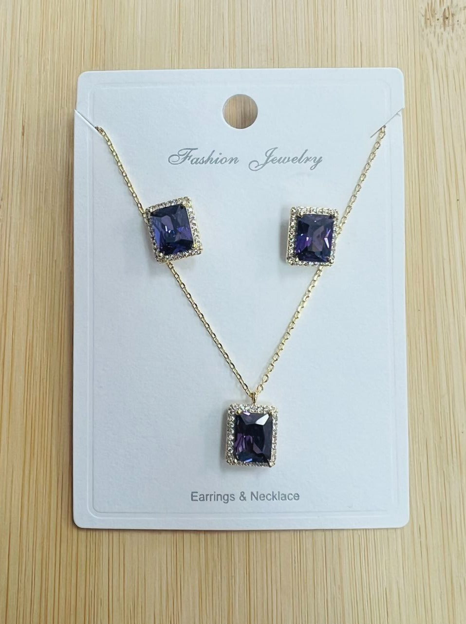 C.Z Rhodium Plated Crystal Earring and necklace sets