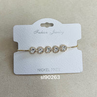 C.Z Rhodium Plated Crystal adjustable Bracelet