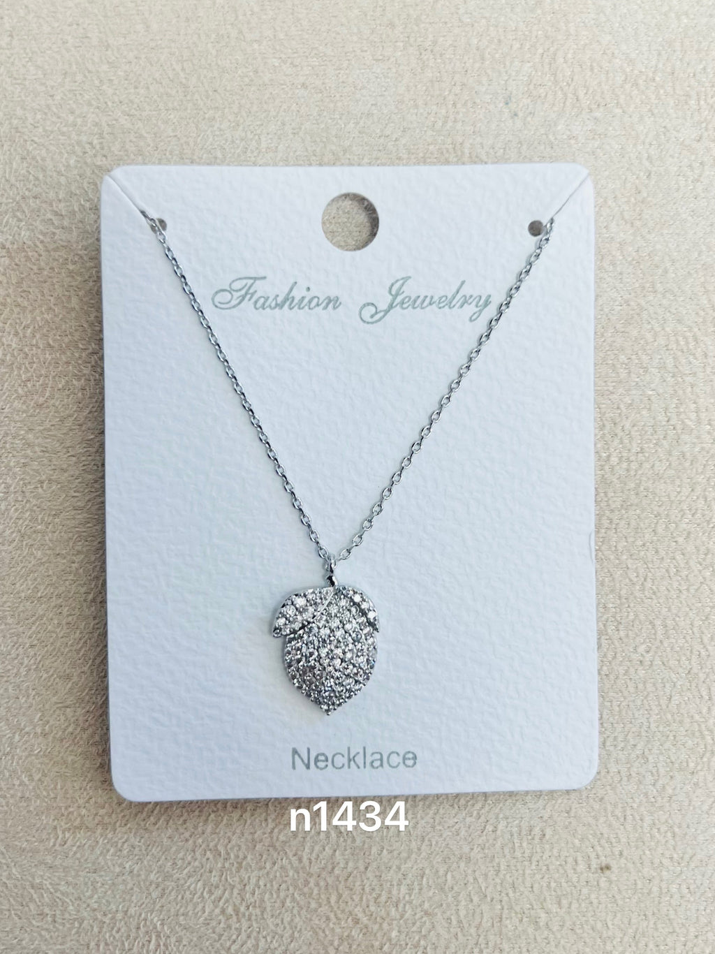 C.Z Rhodium Plated Pendant Necklace