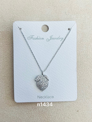 C.Z Rhodium Plated Pendant Necklace