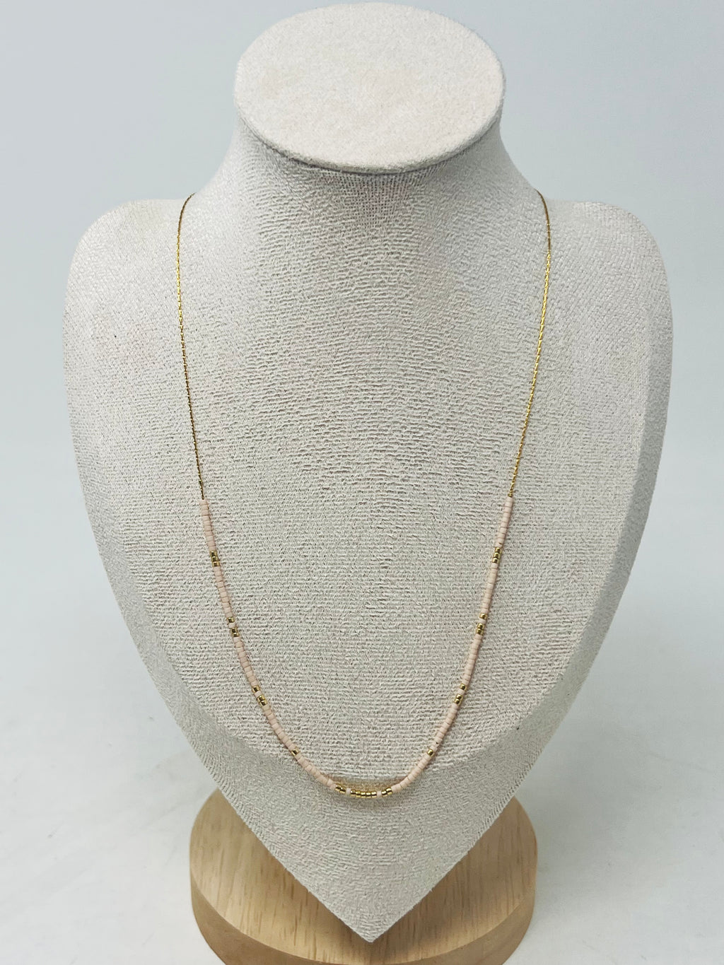Elegant semi-precious stone necklace with Miyuki beads(Blush Pink)