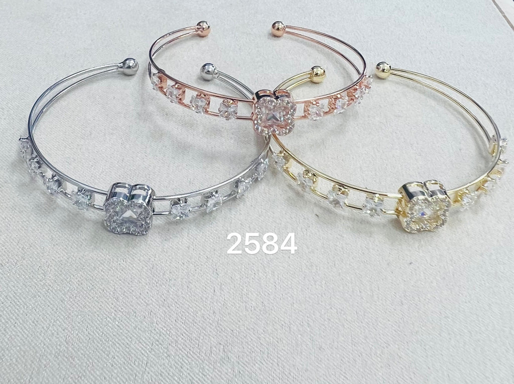C.Z Rhodium Plated Cuff bracelet