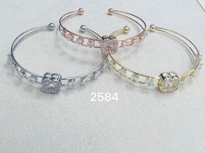 C.Z Rhodium Plated Cuff bracelet