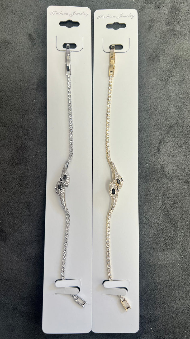 Sparkle Snake C.Z Crystal Tennis Bracelets-Adjustable Chain