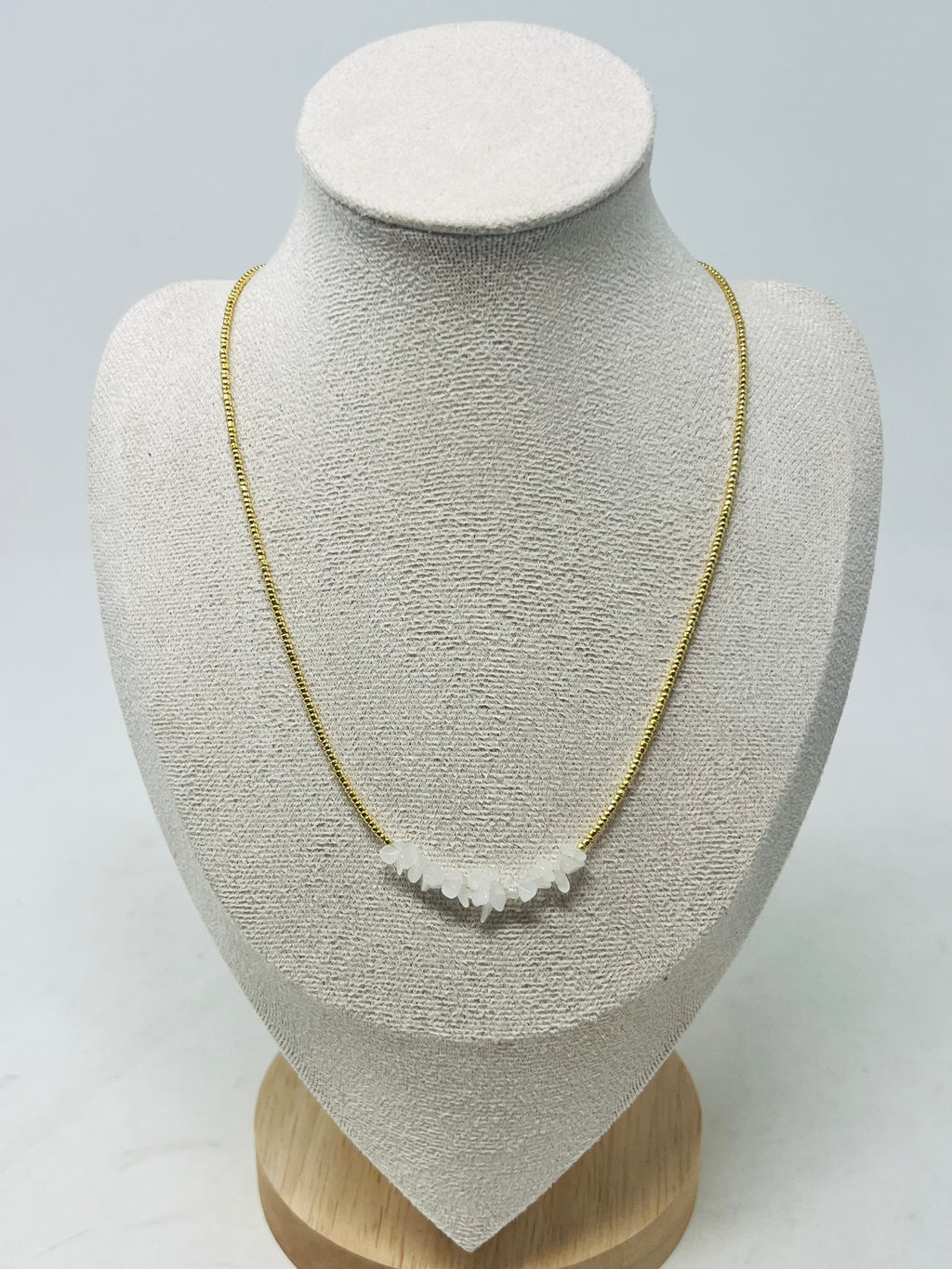 Gold Chain Necklace with Beads(white)