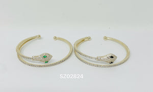 "snake" C.Z Rhodium Plated Cuff bracelet