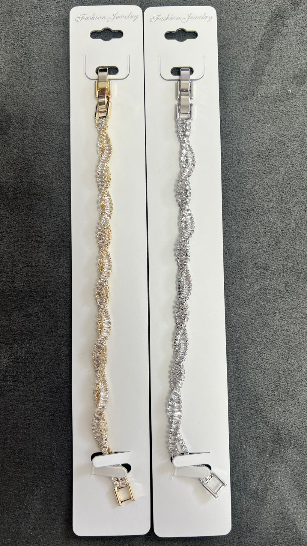 Twisted C.Z Crystal Tennis Bracelets-Adjustable Crystal Chain