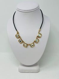 crystal short chain necklace(square) 5 colors