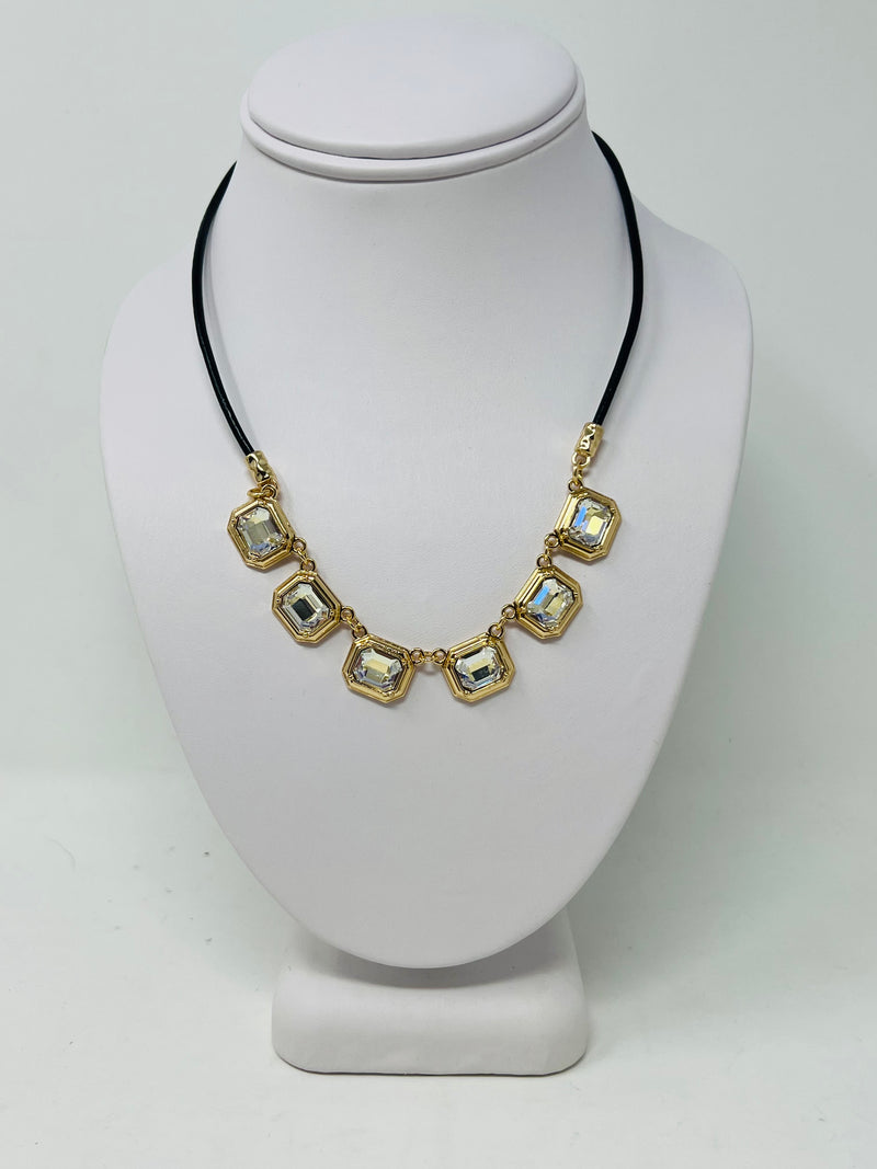 crystal short chain necklace(square) 5 colors