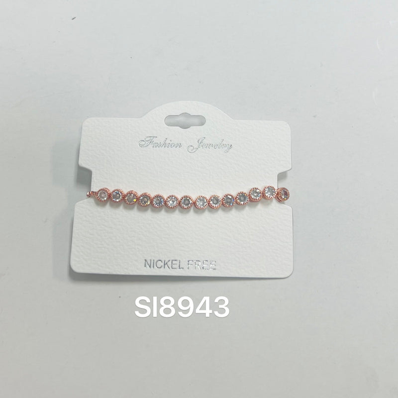 C.Z Rhodium Plated Crystal adjustable Bracelet