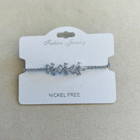 C.Z Rhodium Plated Crystal adjustable Bracelet