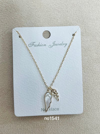 Mother of Pearl Angel Wing C.Z Rhodium Plated necklace